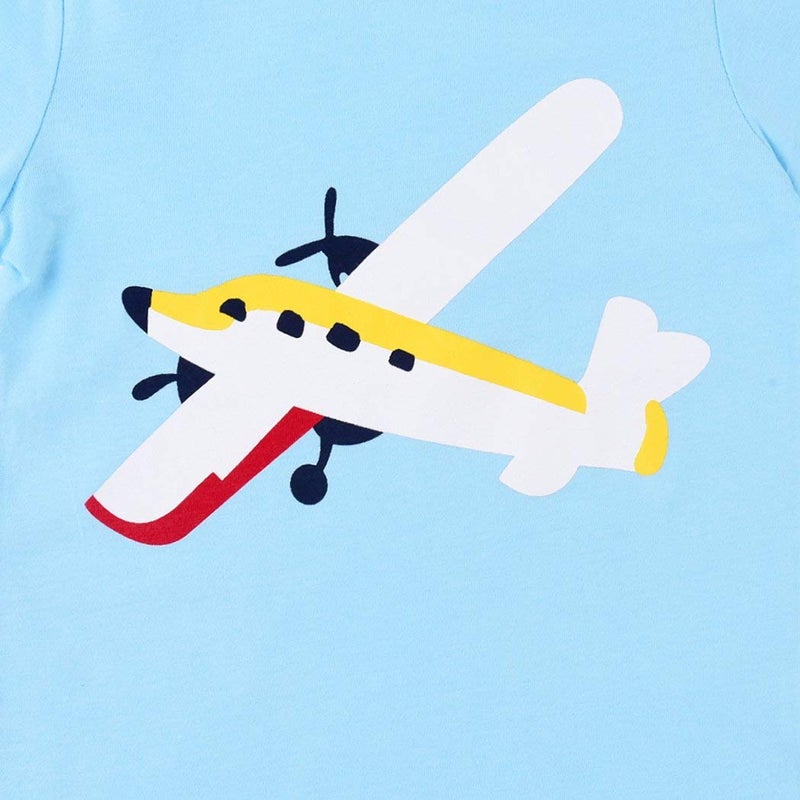 CM-Kid Toddler Boys Pajamas Kids Short Sleeve Pjs Sets for Boy Airplane Sleepwear 100% Cotton 2 Pieces Summer Clothes Set Jammies Shirt Size 3T - Image 5